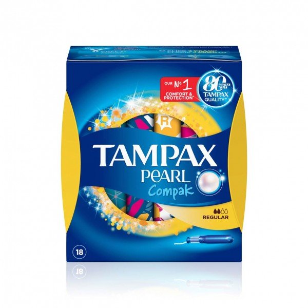Tampones 100% algodón Tampax Compak pearl regular 18 unidades