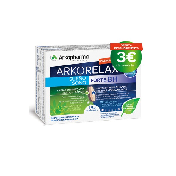 Arkorelax sueño forte 8h 30 comprimidos bicapa